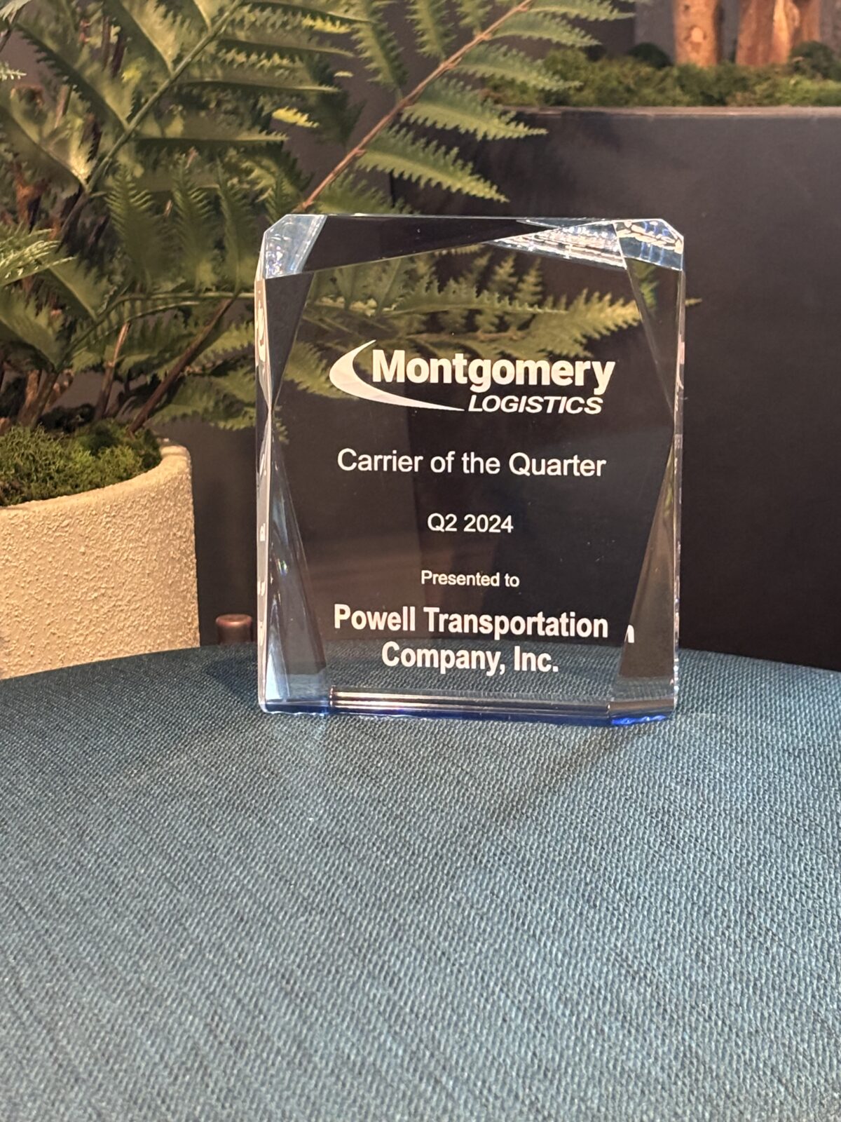 MONTGOMERY LOGISTICS NAMES POWELL TRANSPORTATION COMPANY AS  2024 Q2 CARRIER OF THE QUARTER 